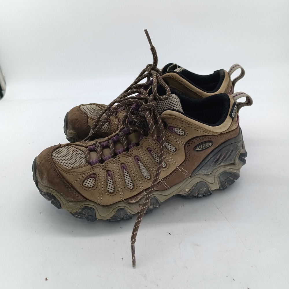 Oboz Sawtooth Low B-DRY Waterproof Hiking Shoes Womens 6 Brown Purple s8